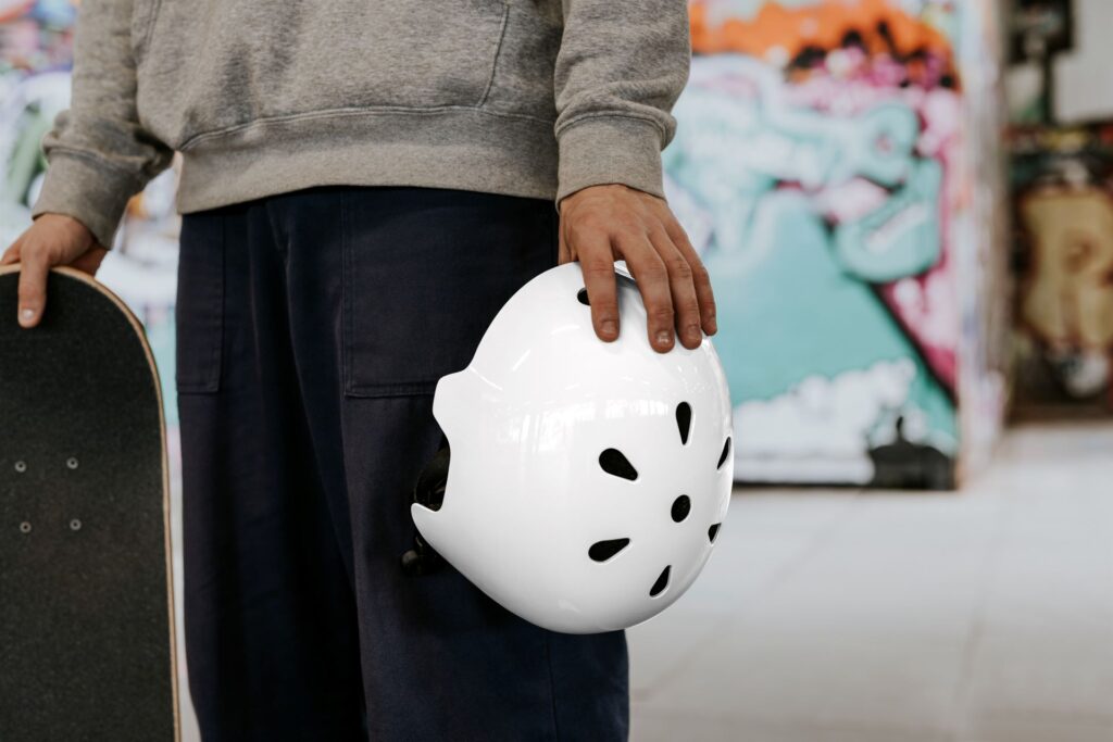 sports safety equipment-held by man